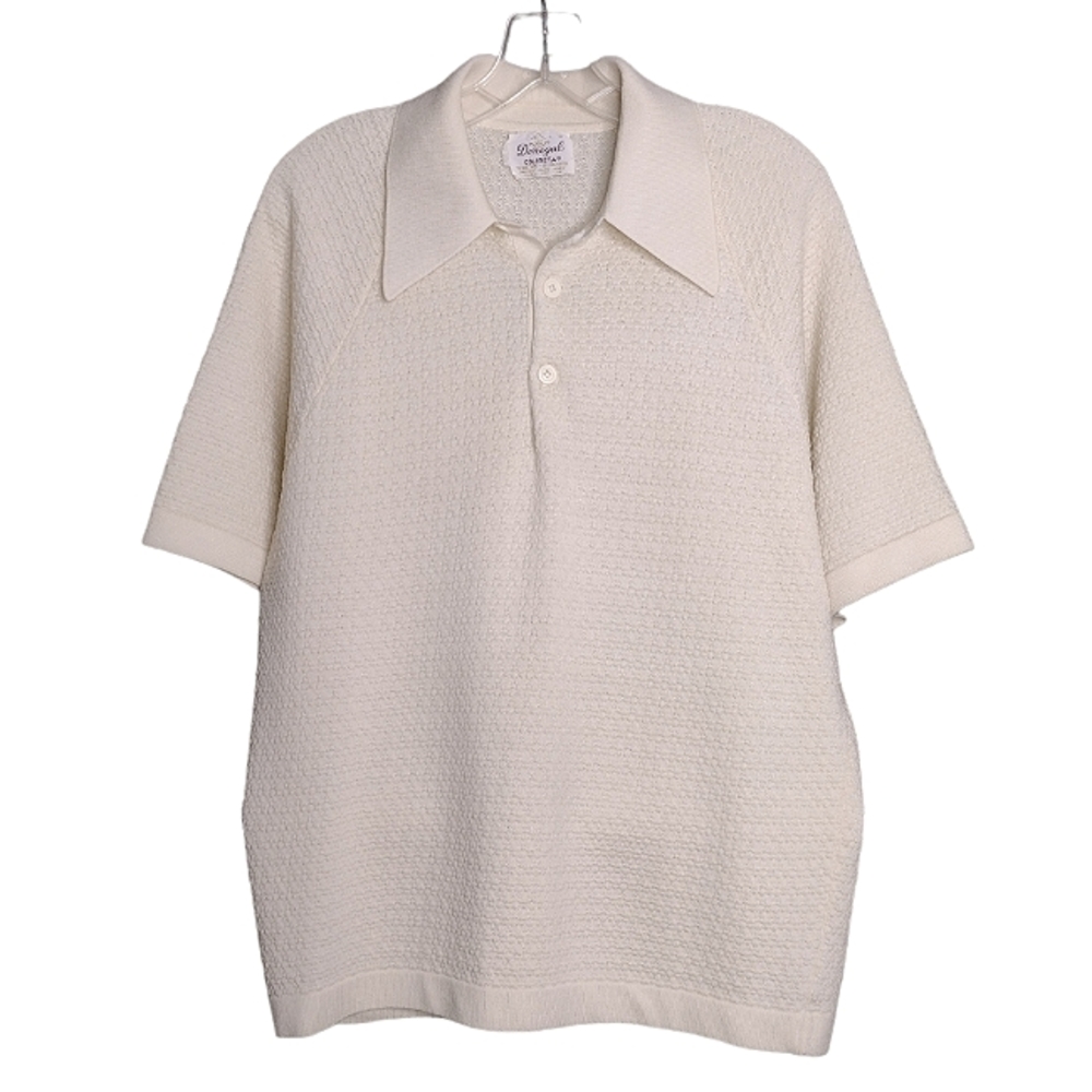 Donegal Coleseta vintage cream knit polo
